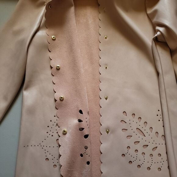 Marc New York Faux Leather Laser Cut LS Button Down Top SMALL - Picture 9 of 15